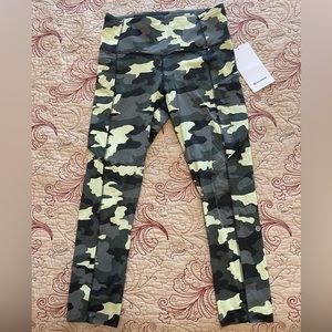 Lululemon Fast and Free HR crop 23” NWT size 8 Camo Crispin Green